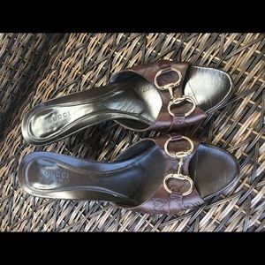 Gucci dark Chocolate Gucci Slide on mules. 8.5